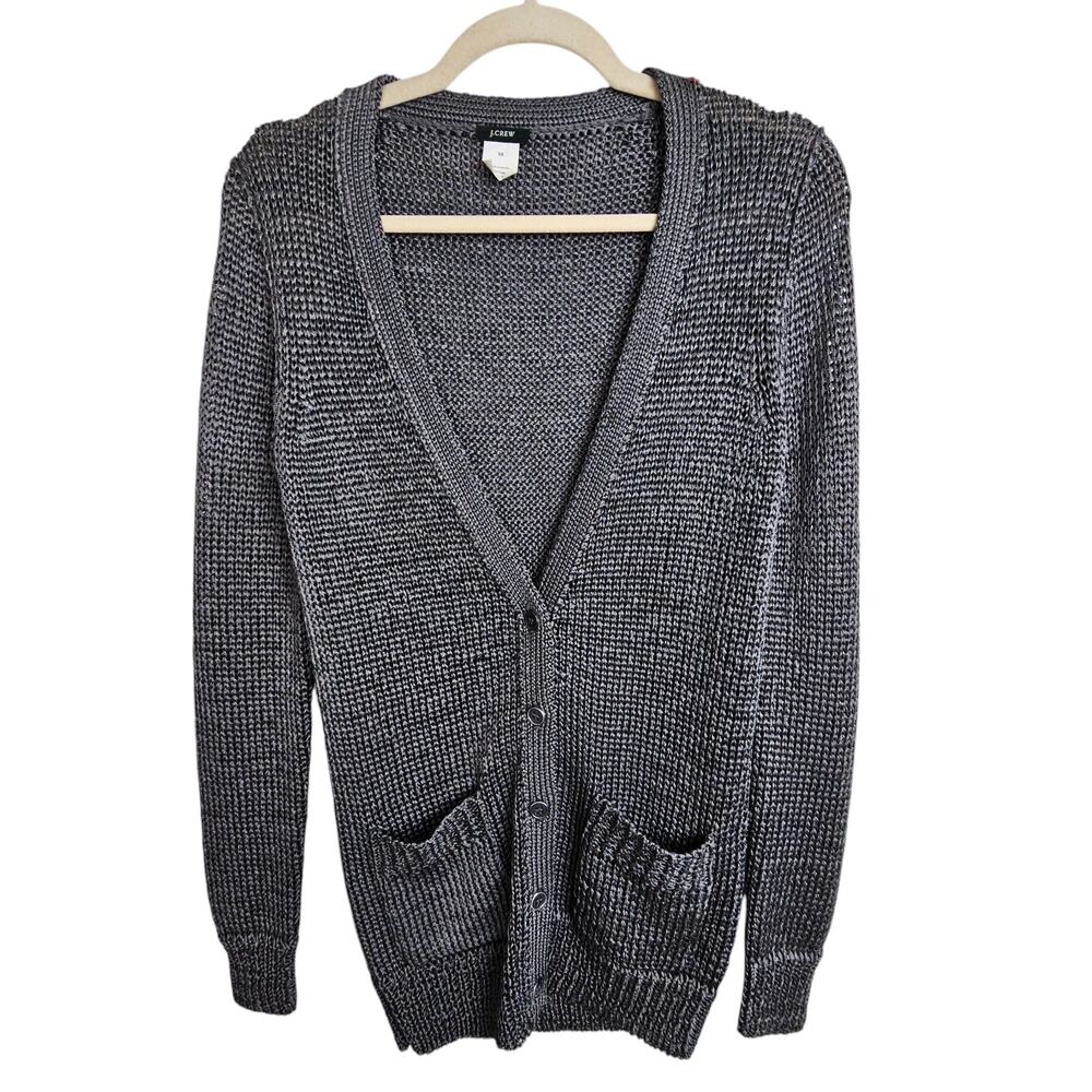 J. Crew Womens Open Knit Cardigan Sweater XS Minimalist Coastal Grandma Preppy